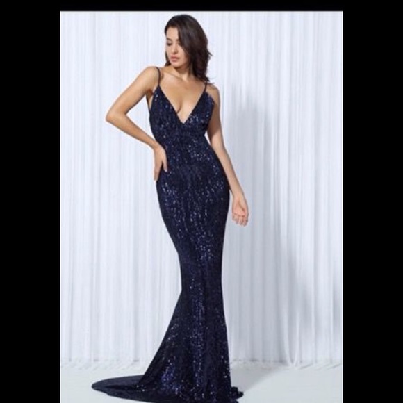 dark blue sequin dress